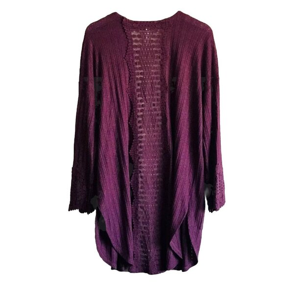 Xhilaration Open Cardigan Sweater Women’s Size Medium Burgundy Lace Details - Picture 4 of 8